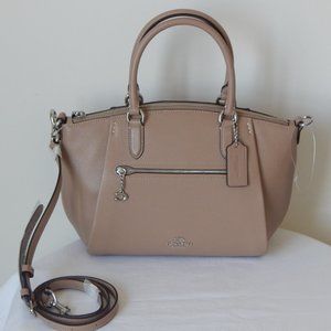 NWT COACH ELISE Pebbled Leather Medium Satchel Top Handle Bag in Light Taupe